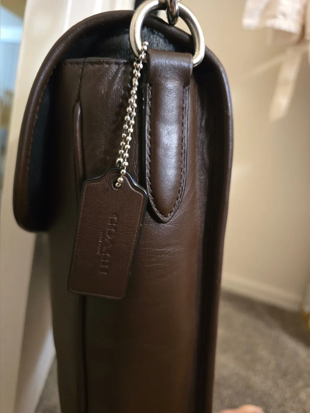 Coach F72070 Perry Flap Black Briefcase/Laptop Bag With Slide Lock Closure